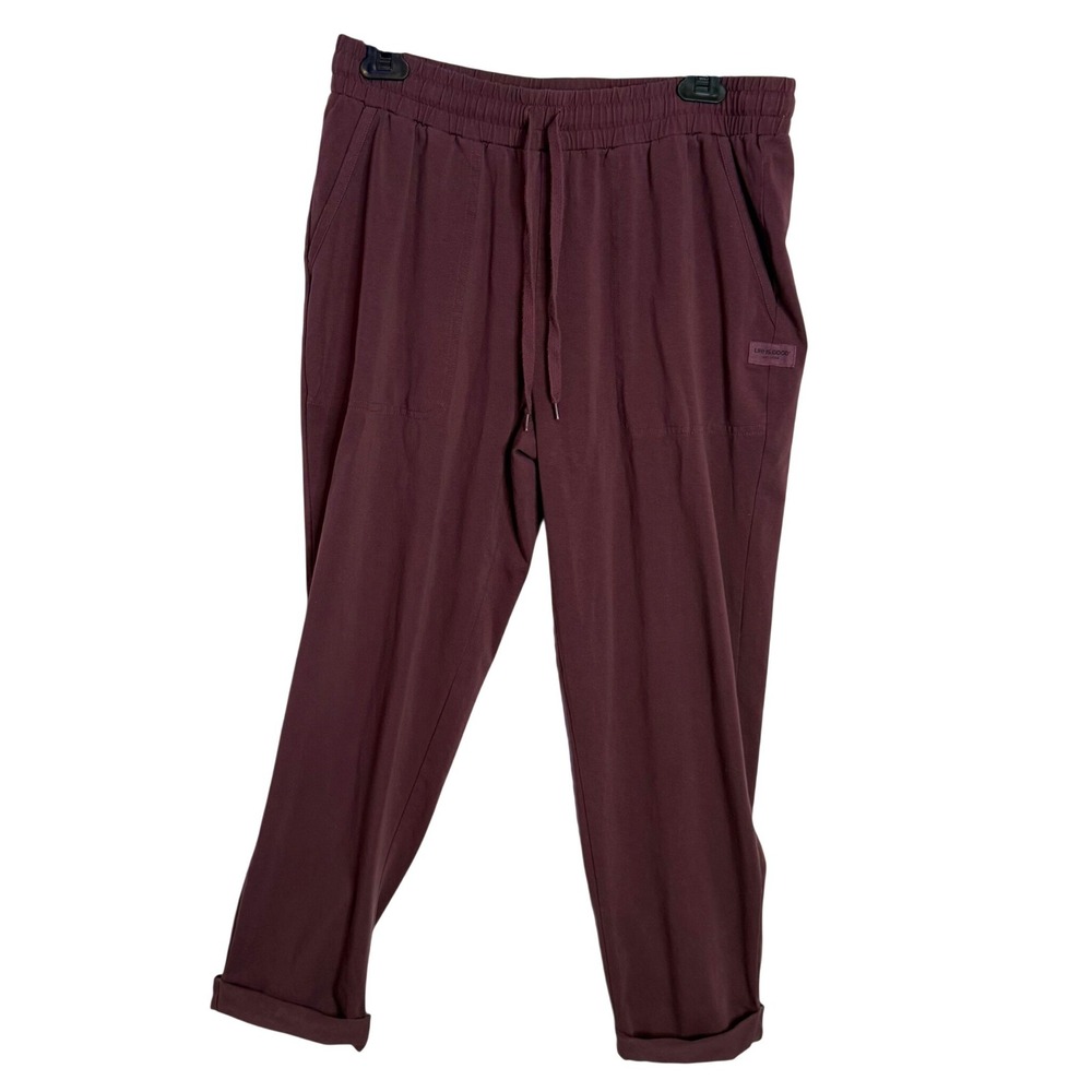 Life is Good Crusher Flex Jogger Pants Womens Medium Burgundy Drawstring Pockets
